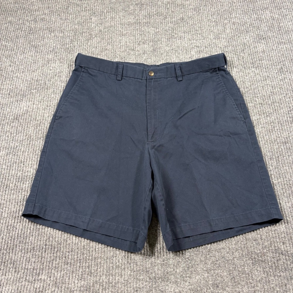 Haggar Shorts Mens 36 Navy Blue Chino Flat Front Cotton Blend Casual